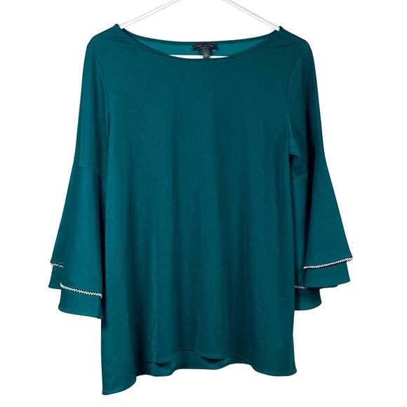 The Limited Tops - The Limited Top Blouse Womens Size Small Stretch Beaded Bell 3/4 Sleeves Green